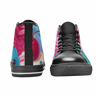 MEN'S Melting Icecream Monster Cherry High Top Canvas Wallpaper Art Sneakers
