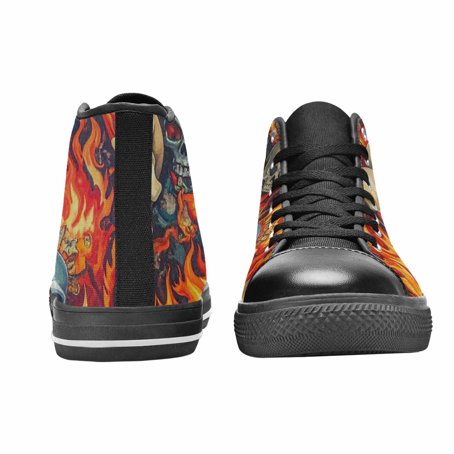 MEN'S Skulls - Flaming High Top Canvas Dark Academia Sneakers