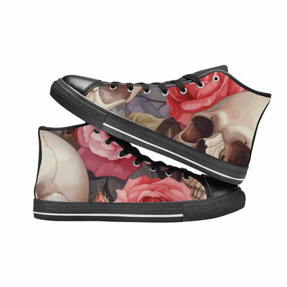 MEN'S Skulls Roses Soft Airbrush High Top Canvas Neon Fantasy Sneakers