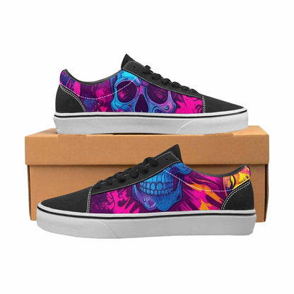 WOMEN'S Tie Dye Skulls Print Canvas Lace-Up Grunge Custom Sneakers