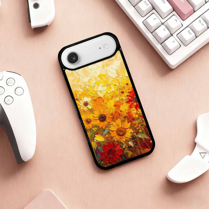 iPhone 17 Air Case — Impressionist Sunflower Brushstroke Pattern Hundreds Floral, Custom Designed Case Cover