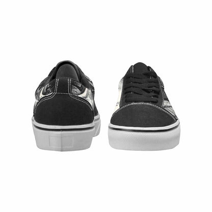 WOMEN'S Skulls Roses Pen Ink Canvas Lace-Up Surreal Custom Sneakers