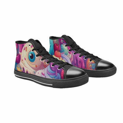 WOMEN'S Melting Icecream Monster Cherry High Top Canvas Aesthetic Custom Shoes