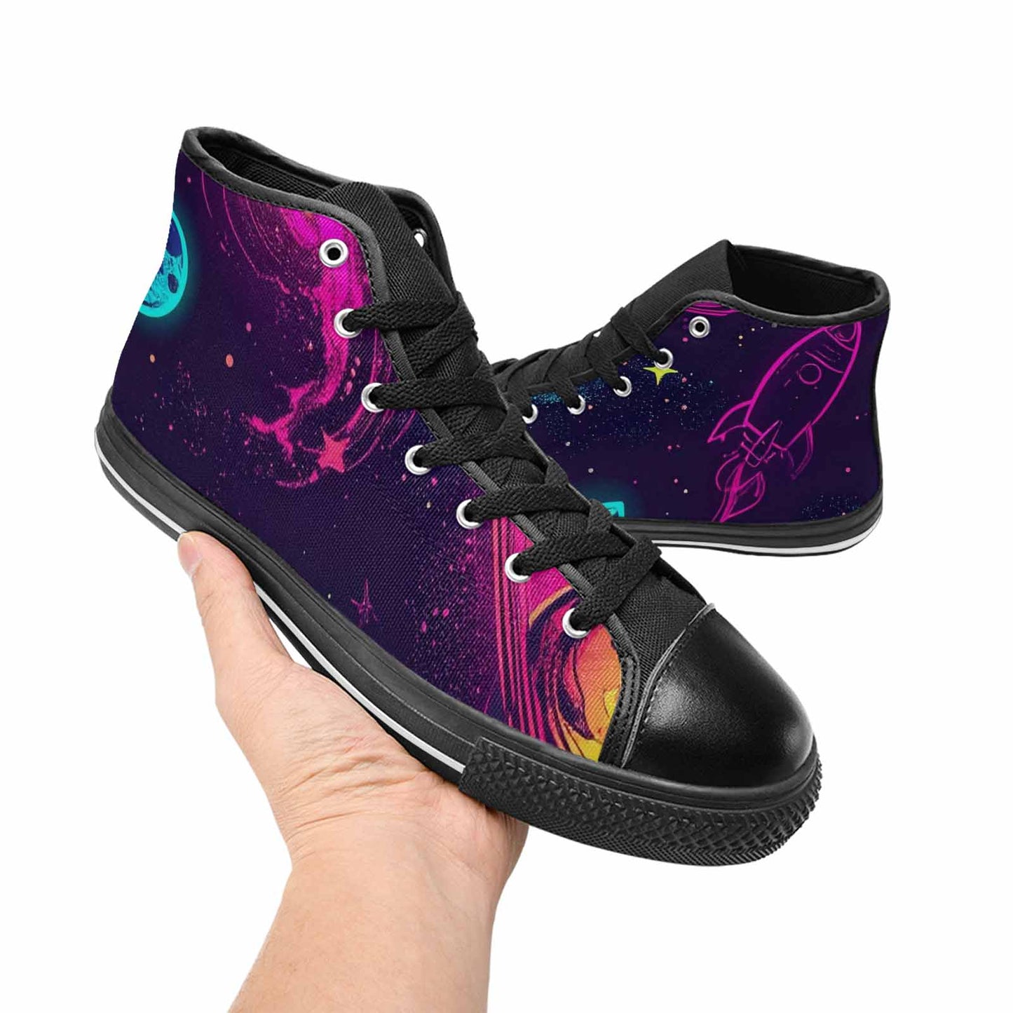 MEN'S Space Galaxy Astronaut High Top Canvas Wallpaper Art Sneakers