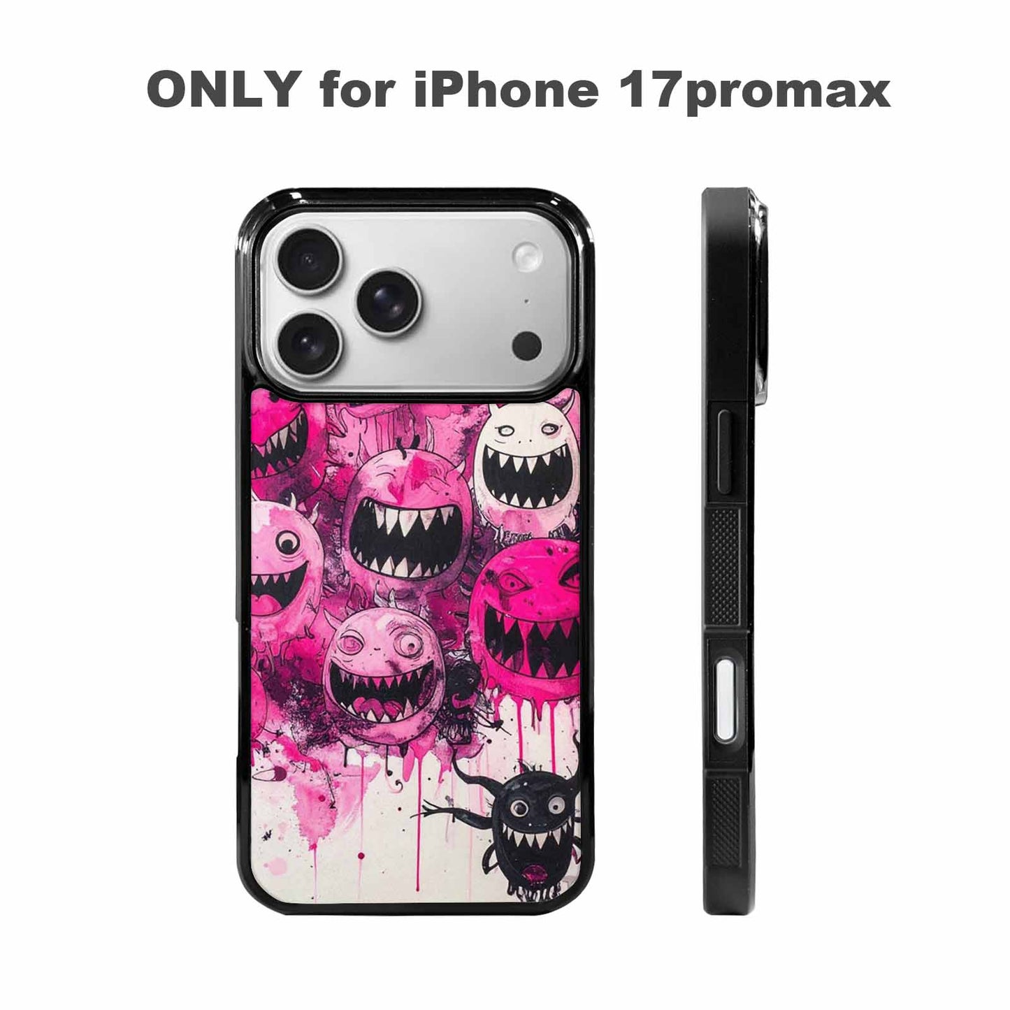 iPhone 17 Pro Max Case — Black &amp; Pink Ink Cartoon Cute, Customized Protective Case