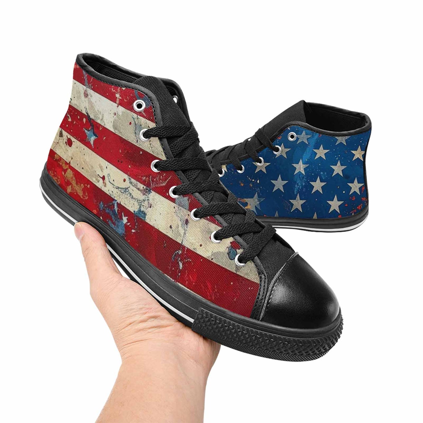 MEN'S American Flag Stars High Top Canvas Y2K Custom Sneakers