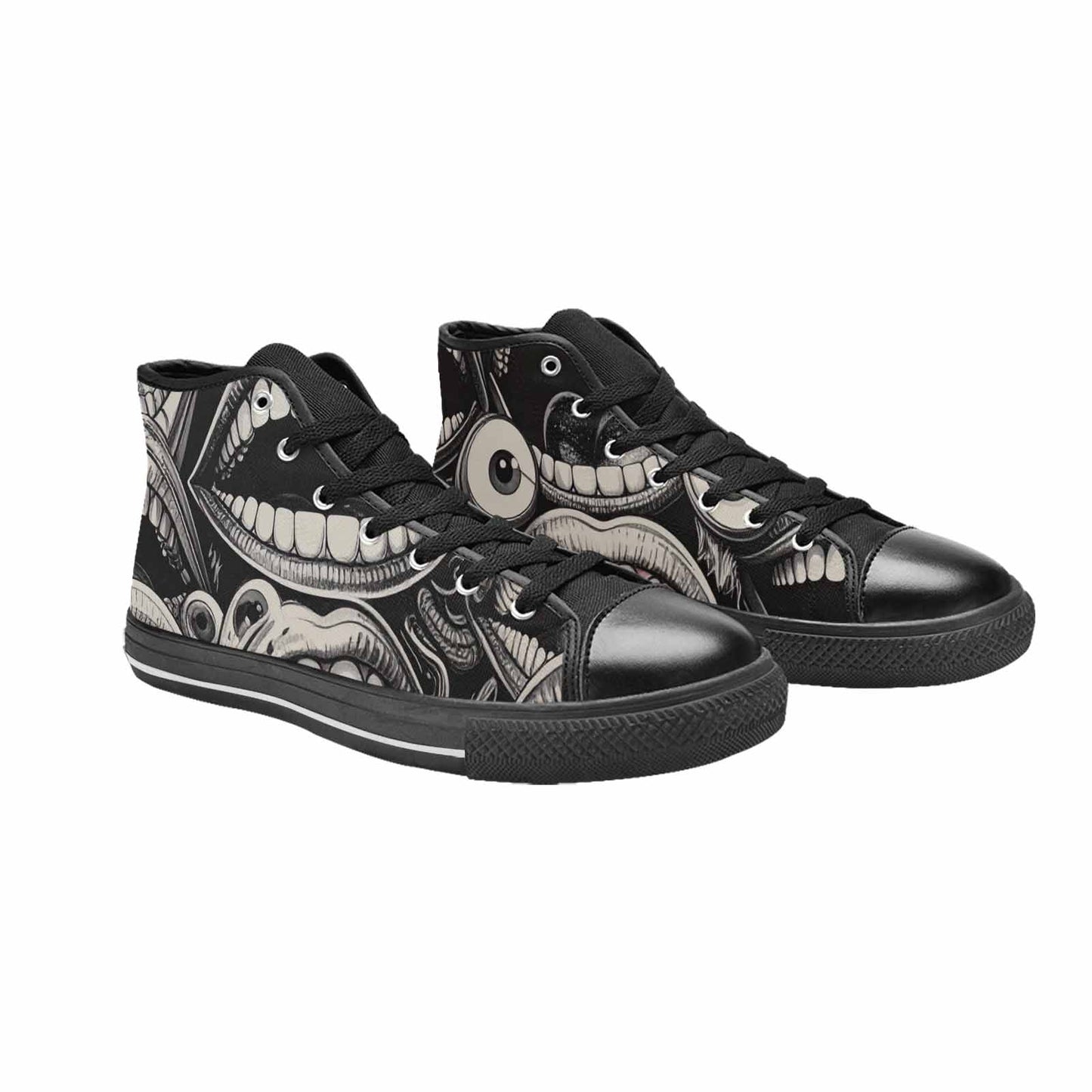 MEN'S Googly Cartoon Mouths High Top Canvas Vibrant Chaos Custom Sneakers