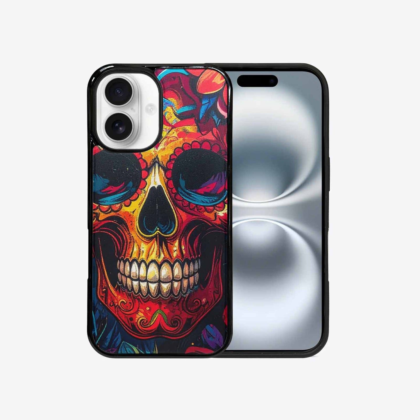 iPhone 16 Case — Graffiti Skull Art Seamless Pattern Vibrant, Custom Designed Case Cover
