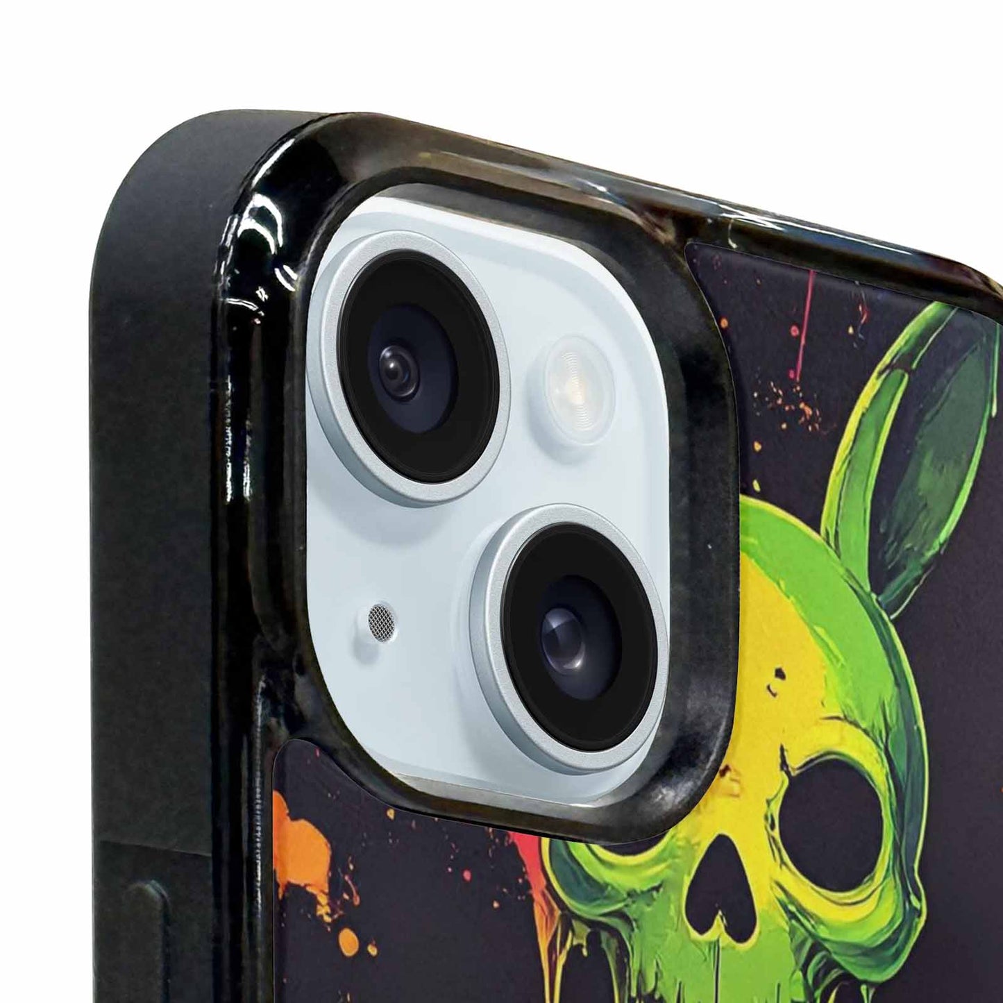 iPhone 15 Plus Case — Radioactive Ghost Bunny Skull Small Radioactive, Customized Protective Case