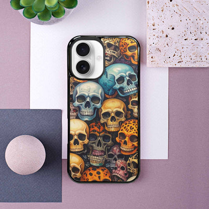 iPhone 16 Case — Skulls Pattern Hundreds Of Sma, Custom Phone Case