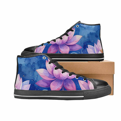 MEN'S Water Lilies Impressionist High Top Canvas Wallpaper Art Shoes