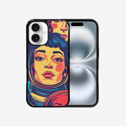 iPhone 16 Case — Retro Astronaut Cartoon Art Pattern Groovy, Custom Art Phone Cover