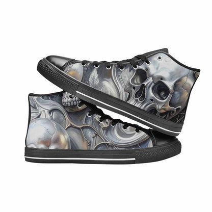 WOMEN'S Skulls Roses Chrome Airbrush High Top Canvas Surreal Shoes