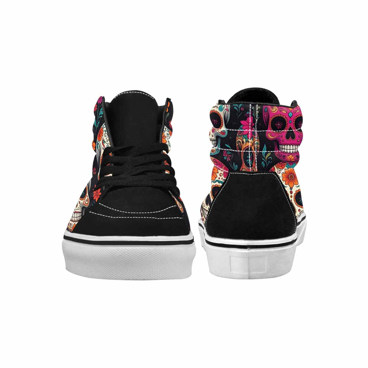 WOMEN'S Dia De Los Muertos Sugar Skull High Top Canvas Wallpaper Art Custom Shoes