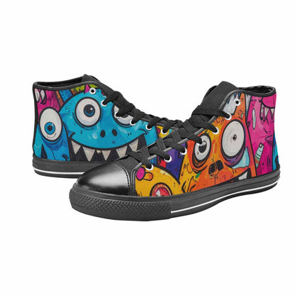 WOMEN'S Goofy Cartoon Monster High Top Canvas Grunge Custom Sneakers