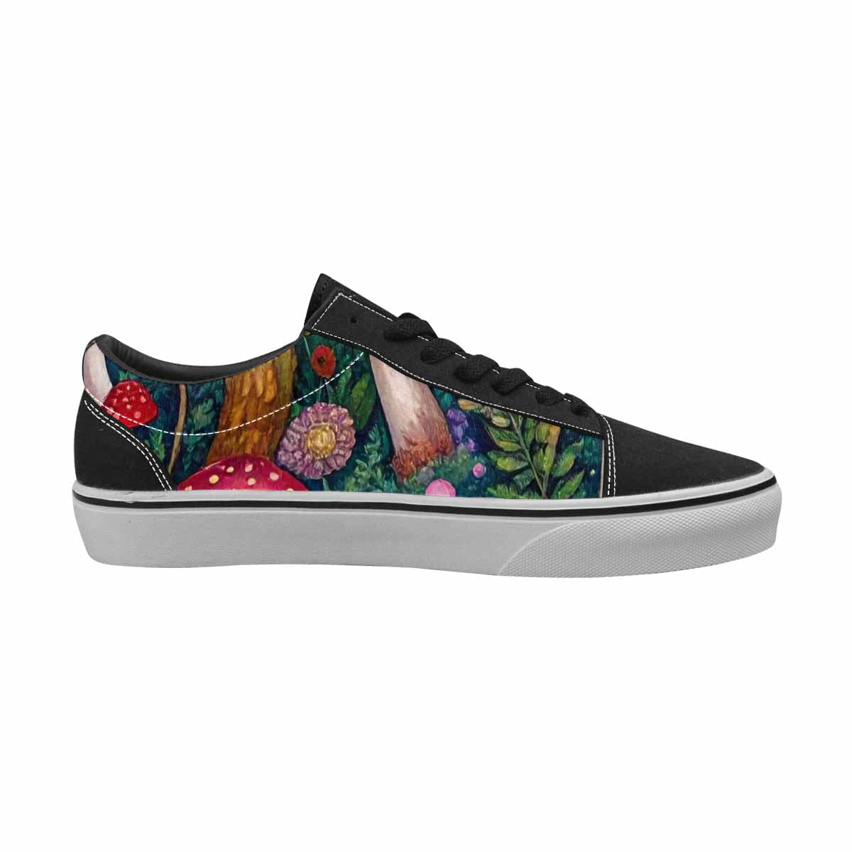 WOMEN'S Mushrooms  Botanical Mushrooms Lace-Up Canvas Dark Academia Sneakers