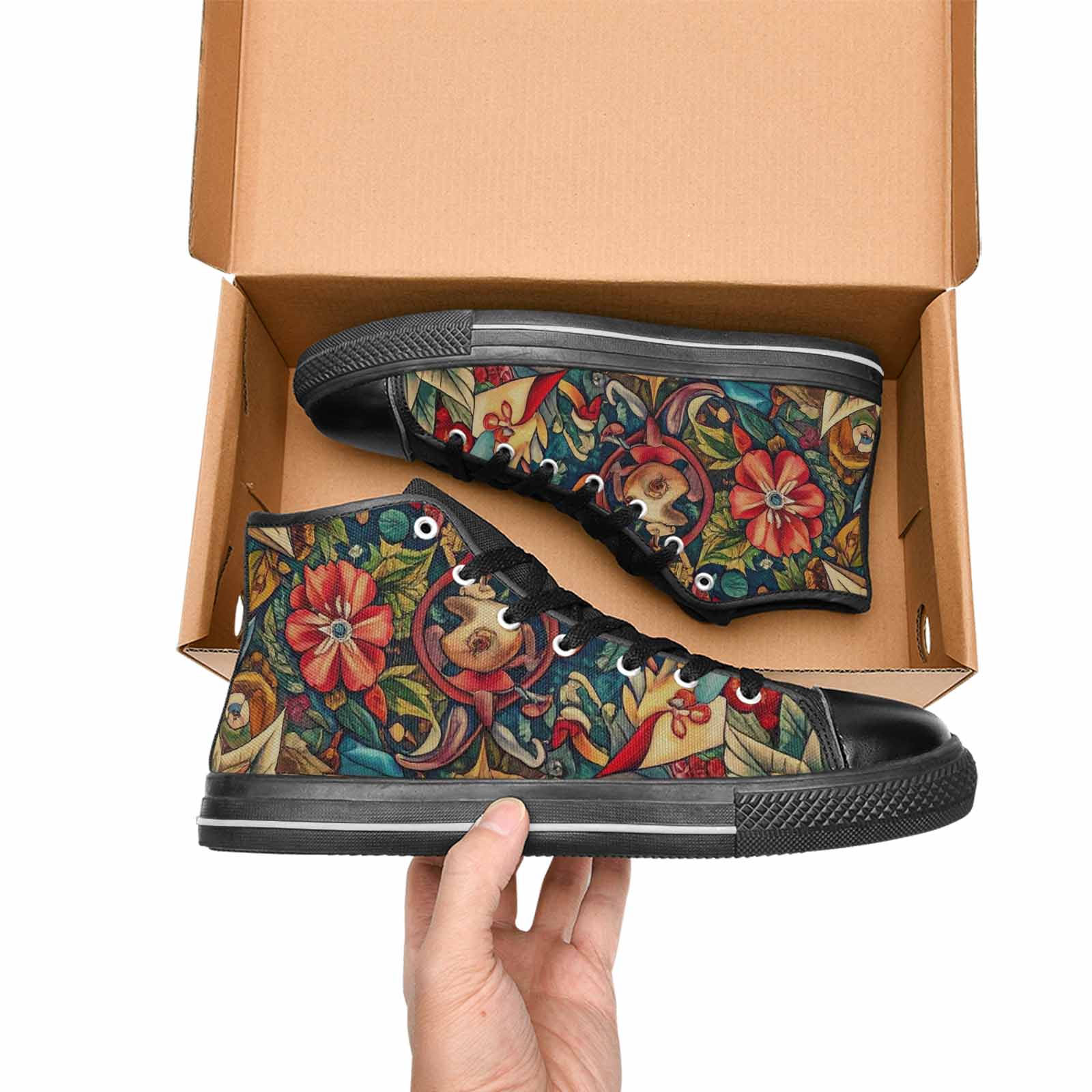 MEN'S Old School Tattoo High Top Canvas Wallpaper Art Shoes