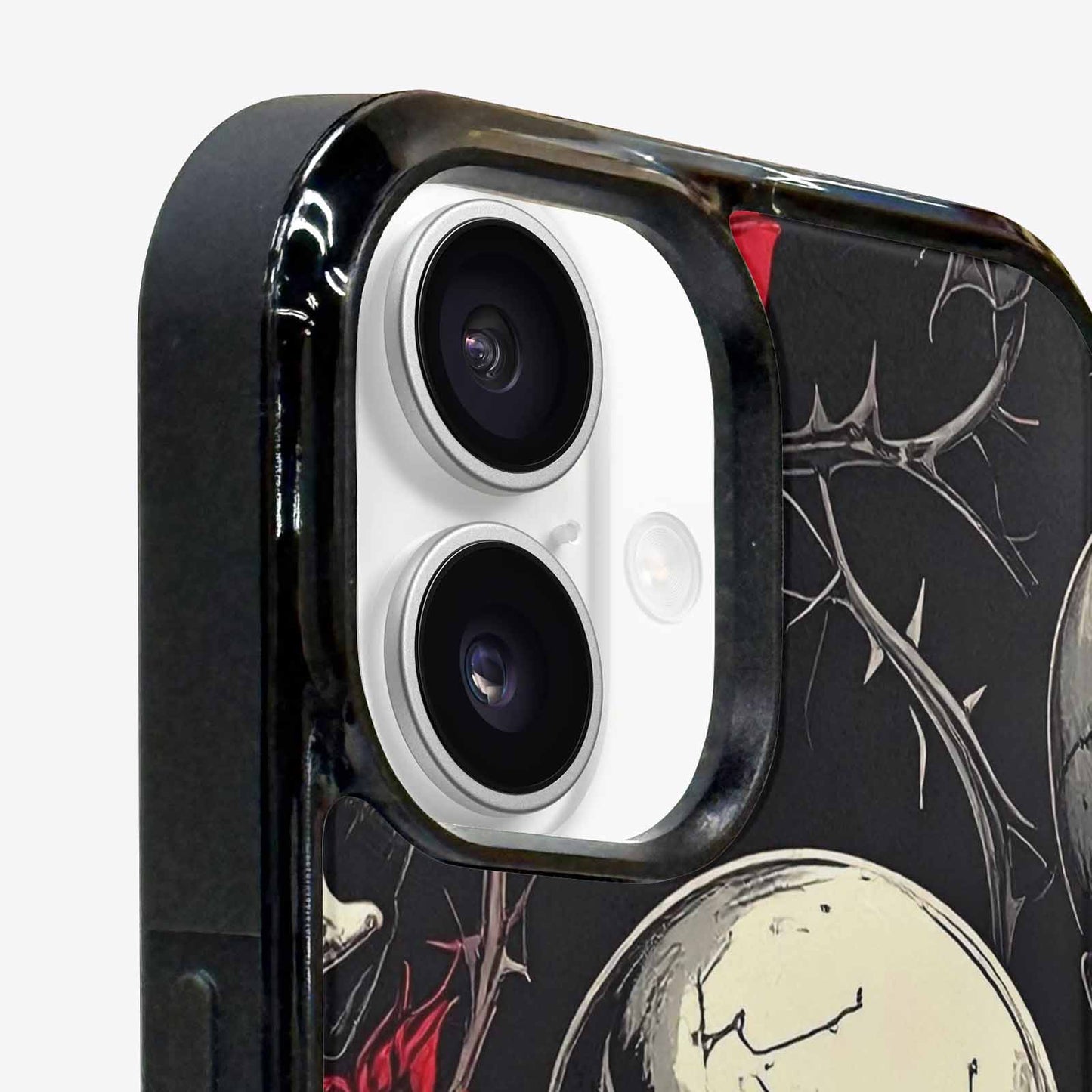 iPhone 16 Plus Case — Ornate Gothic Skulls Roses, Personalized Phone Case