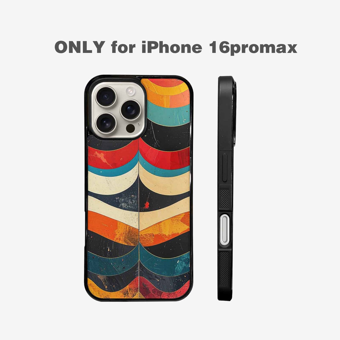 iPhone 16 Pro Max Case — Retro Wave Scallop Stripe Small Wavy, Custom Printed Phone Case