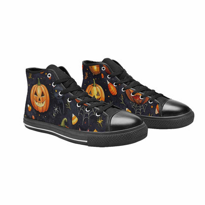 WOMEN'S Halloween High Top Canvas Vibrant Chaos Shoes