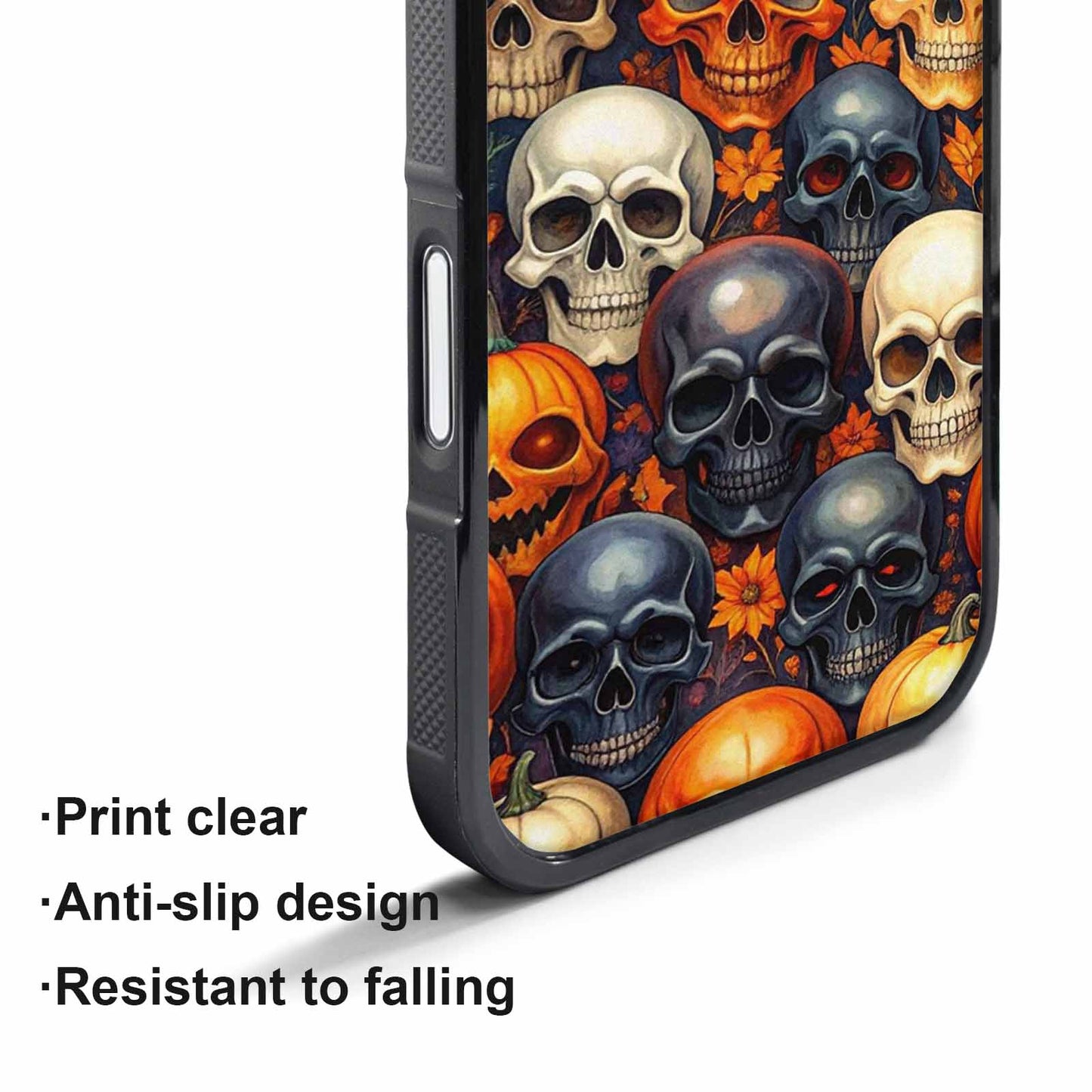 iPhone 17 Pro Case — Skulls Halloween Orange Black Small Gothic, Custom Print Case Cover