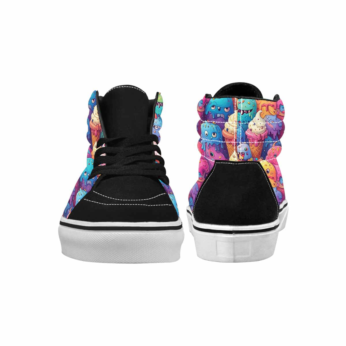 MEN'S Melting Ice Cream Monster High Top Canvas Vibrant Chaos Custom Sneakers