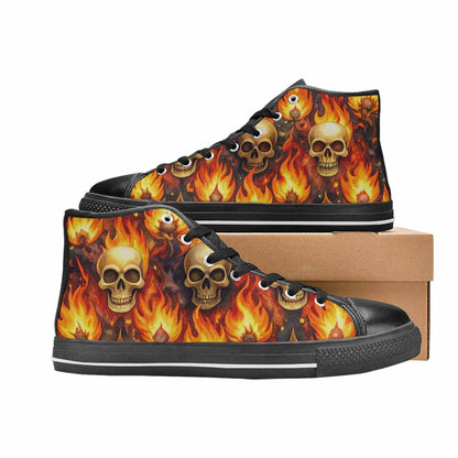 MEN'S Skulls - Flaming High Top Canvas Vivid Sneakers