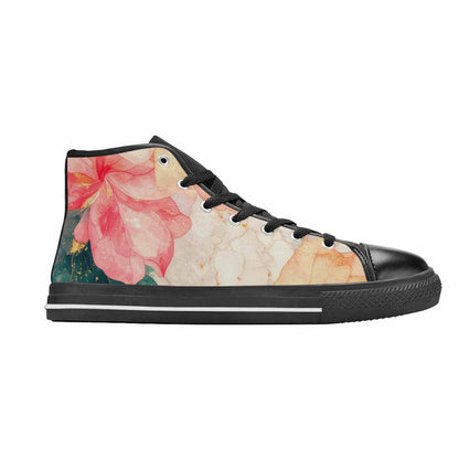 WOMEN'S Marble Floral High Top Canvas Cottagecore Sneakers