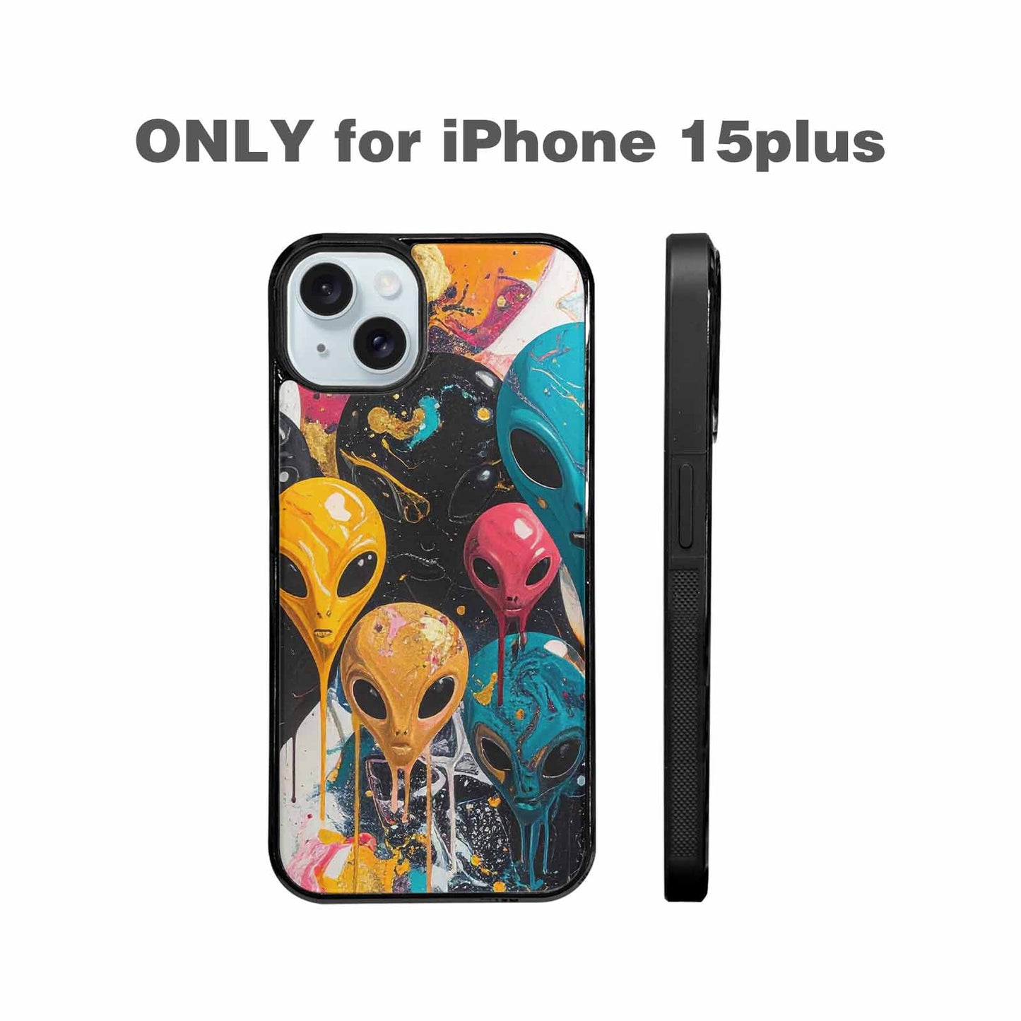iPhone 15 Plus Case — Aliens Marblealiens Pattern, Unique Phone Case Design