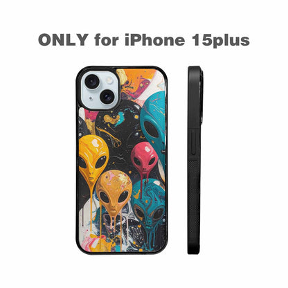 iPhone 15 Plus Case — Aliens Marblealiens Pattern, Unique Phone Case Design