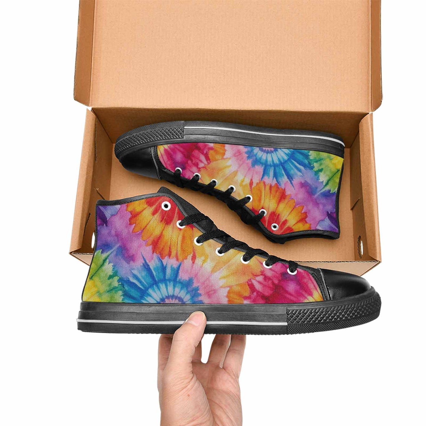 MEN'S Tie Dye Swirl High Top Canvas Dreamcore Custom Sneakers