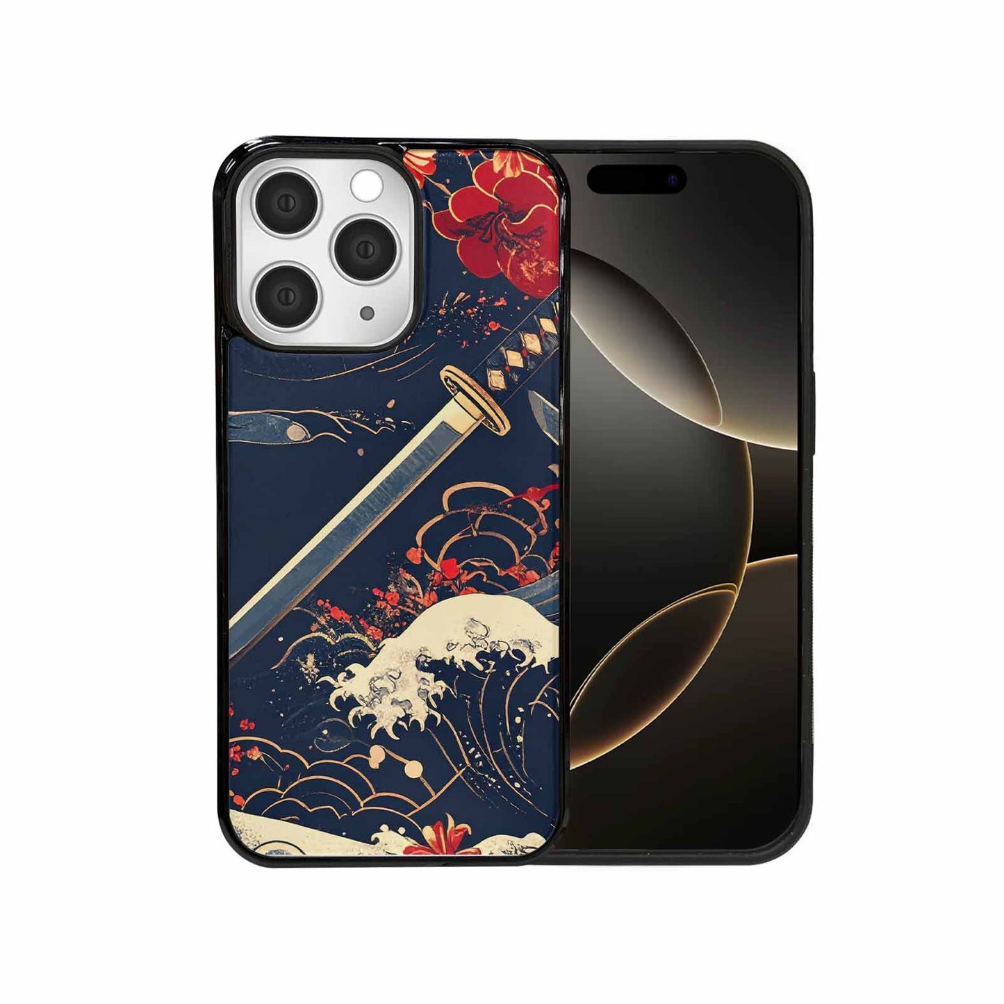 iPhone 15 Pro Max Case — Samurai Art Repeat Pattern, Custom Designed Case Cover