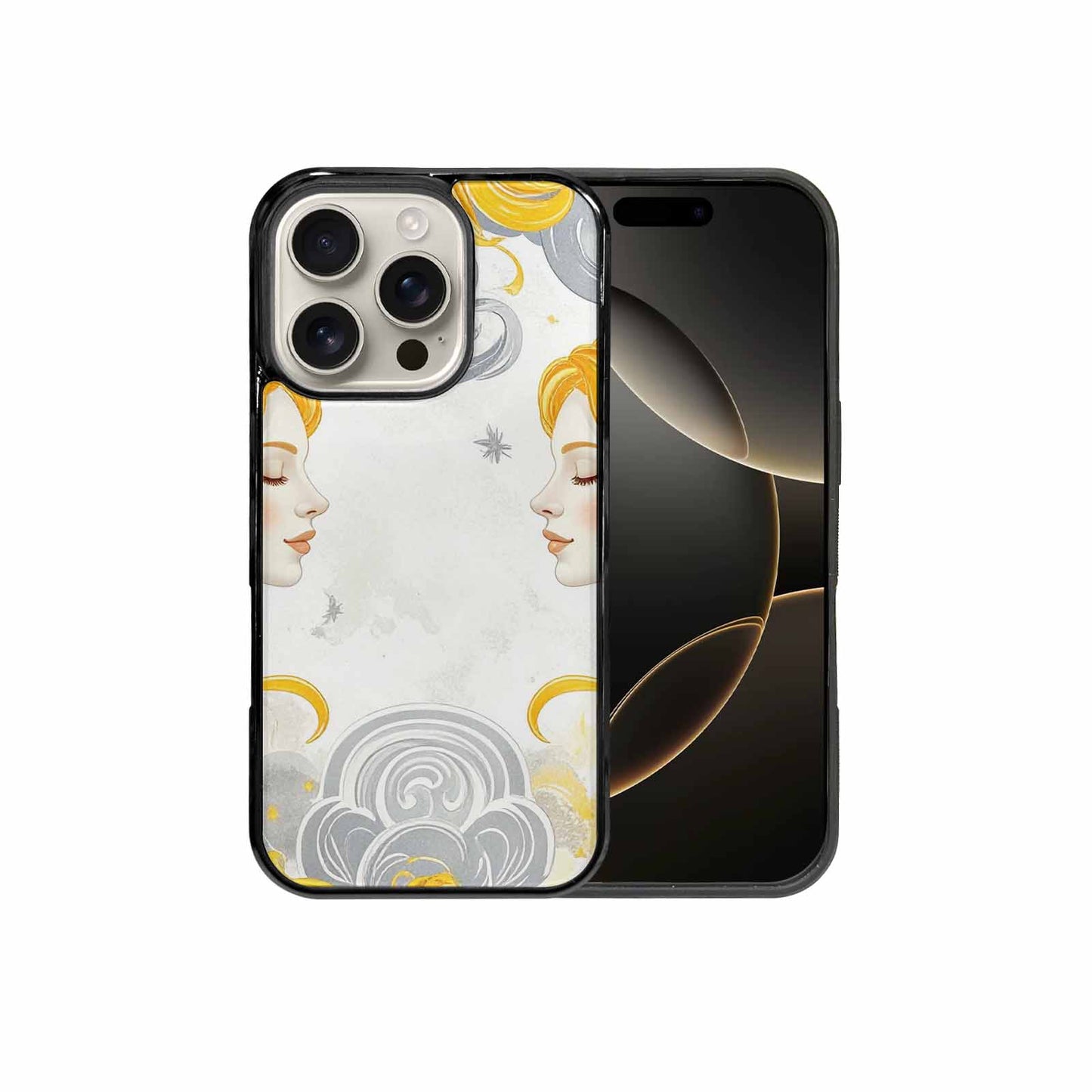 iPhone 16 Pro Case — Gemini Twins Zodiac Pattern Seamless Repeat, Custom Made Phone Cover