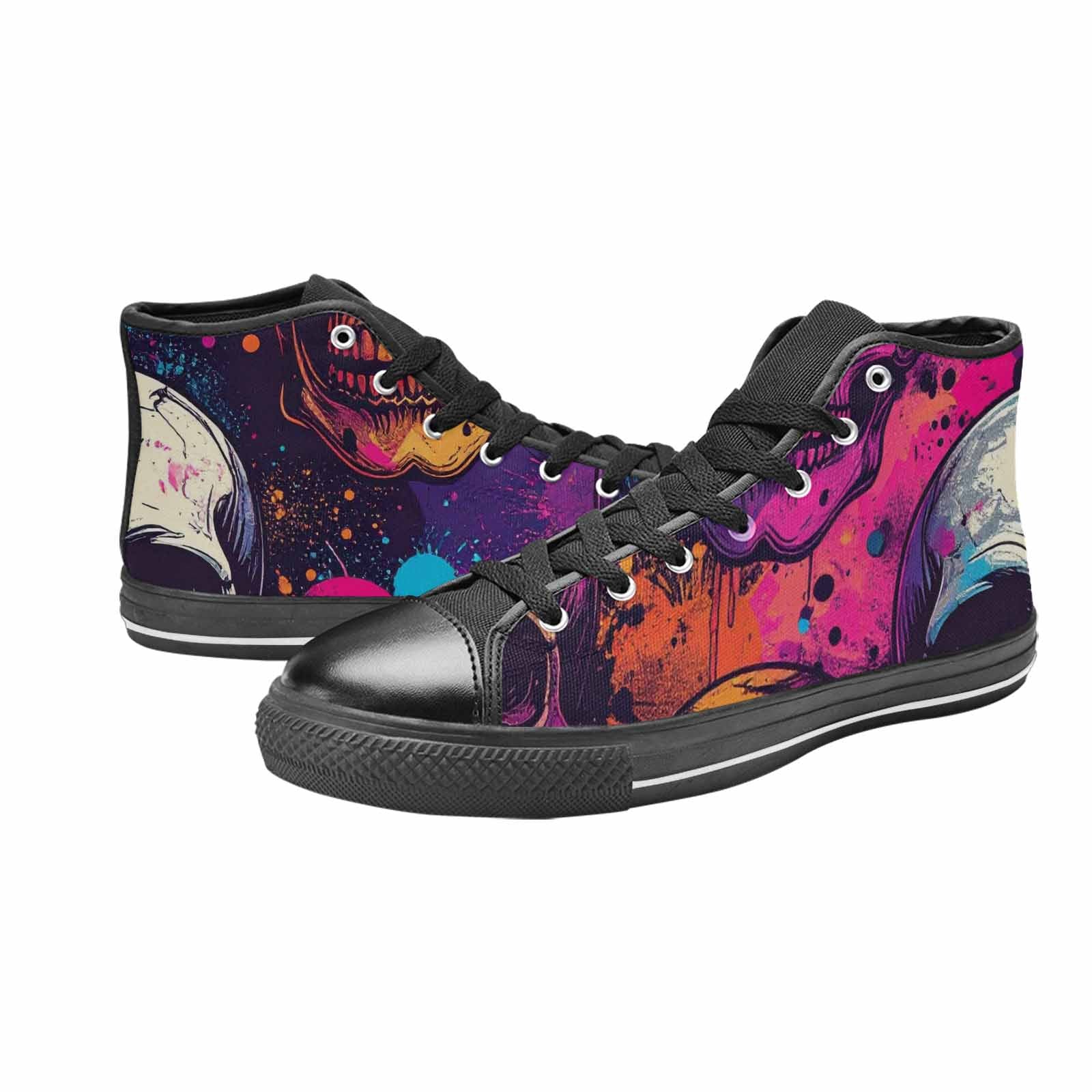 MEN'S Skulls Splatter Comic High Top Canvas Dark Academia Sneakers
