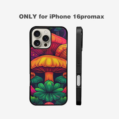 iPhone 16 Pro Max Case — Psychedelic Mushroom Cartoon Pattern, Customized Protective Case
