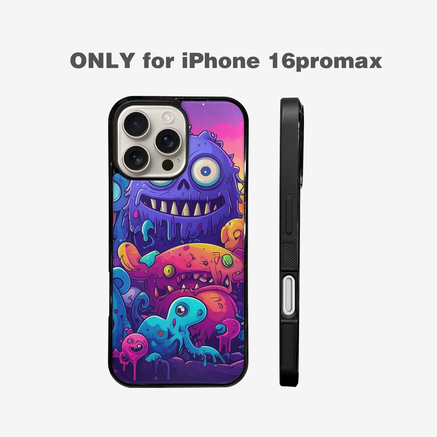 iPhone 16 Pro Max Case — Overlapping Endlessly No Empty Space Monsters, Custom Printed Phone Case