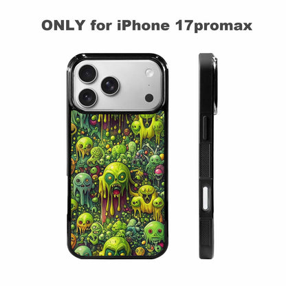 iPhone 17 Pro Max Case — Toxic Radioactive Creature Pattern Original Art, Custom Printed Phone Case