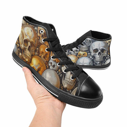 MEN'S Skulls - Metallic-Chrome- High Top Canvas Aesthetic Sneakers