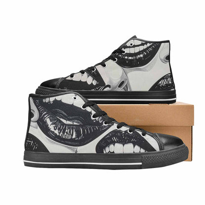 WOMEN'S Googly Cartoon Mouths High Top Canvas Cottagecore Custom Shoes