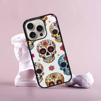 iPhone 16 Pro Case — Vibrant Skull Seamless, Custom Printed Phone Case