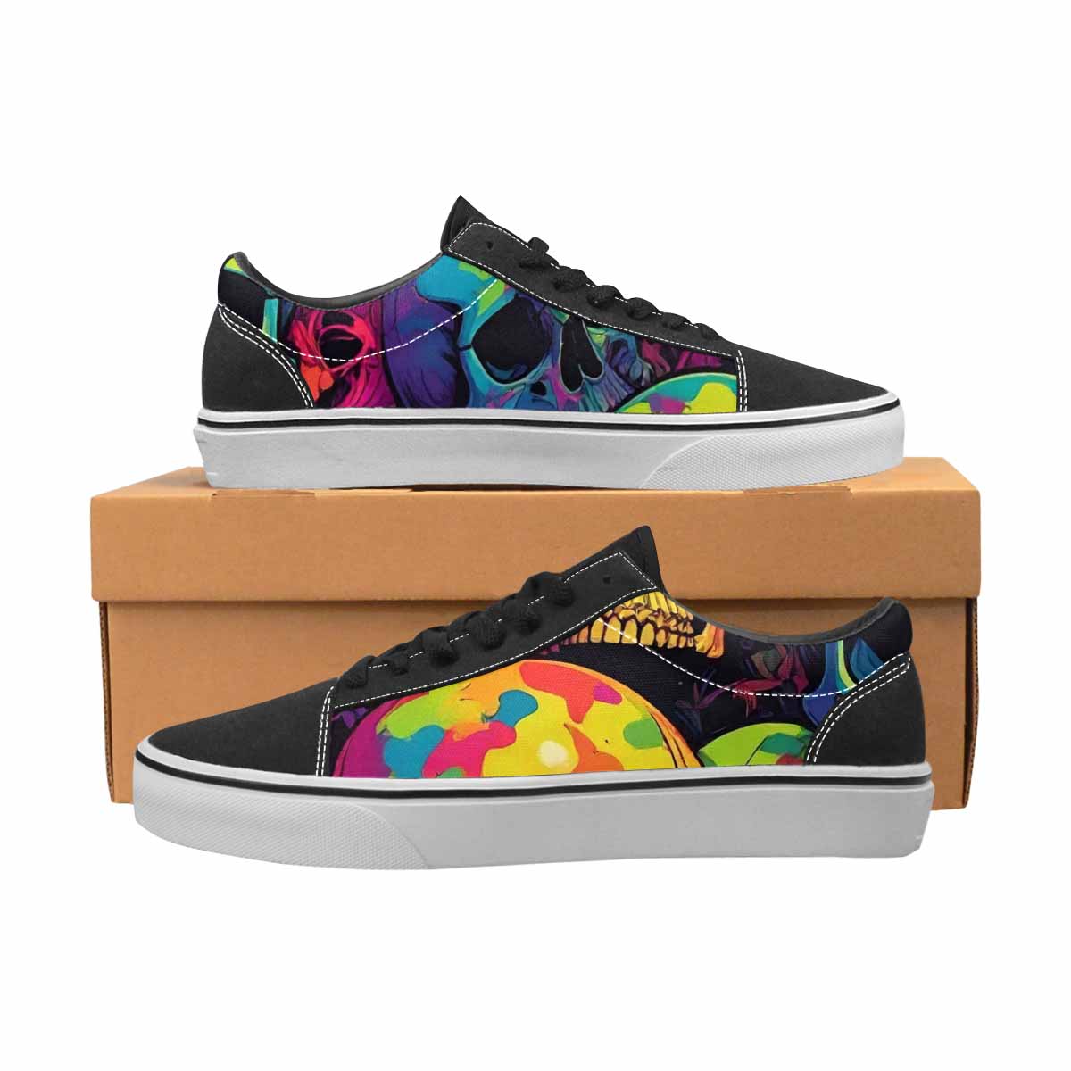 WOMEN'S 1000s Skulls Neon Camo Lace-Up Canvas Dreamlike Shoes