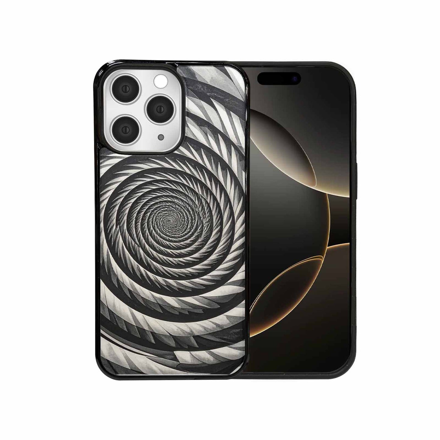 iPhone 15 Pro Max Case — Hypnotic Spiral Optical Illusion Motif High, Original Design Phone Case