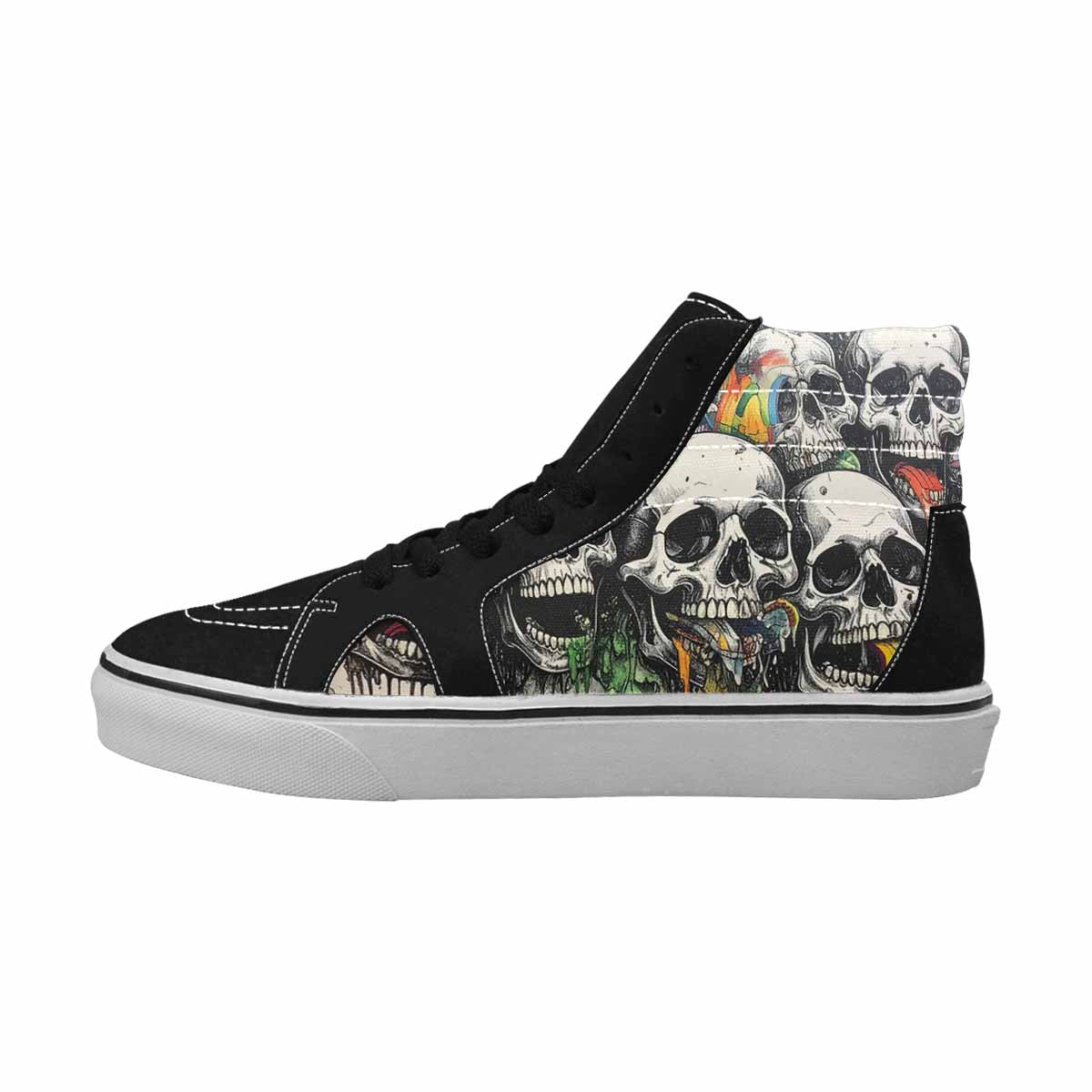 MEN'S Rainbow From Skull S High Top Canvas Grunge Custom Shoes