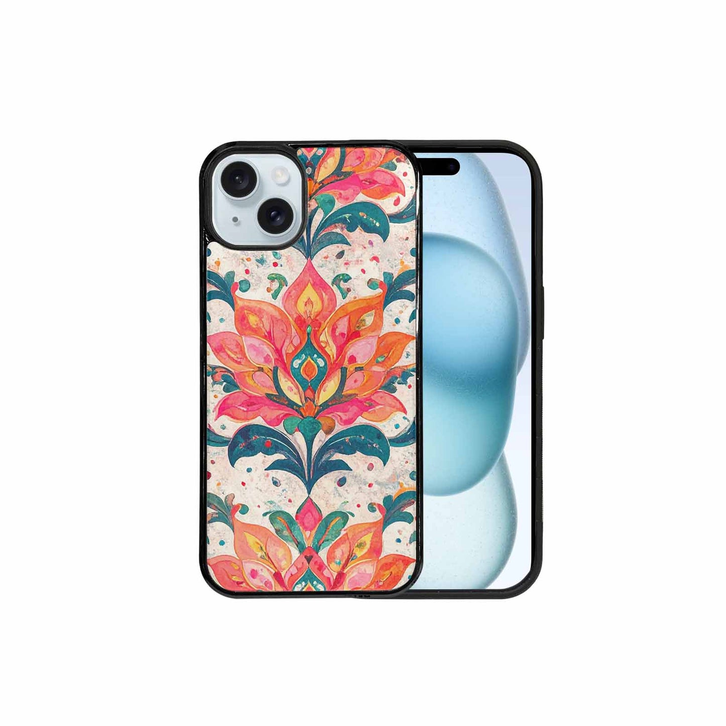 iPhone 15 Plus Case — Marble Floral, Custom Phone Case