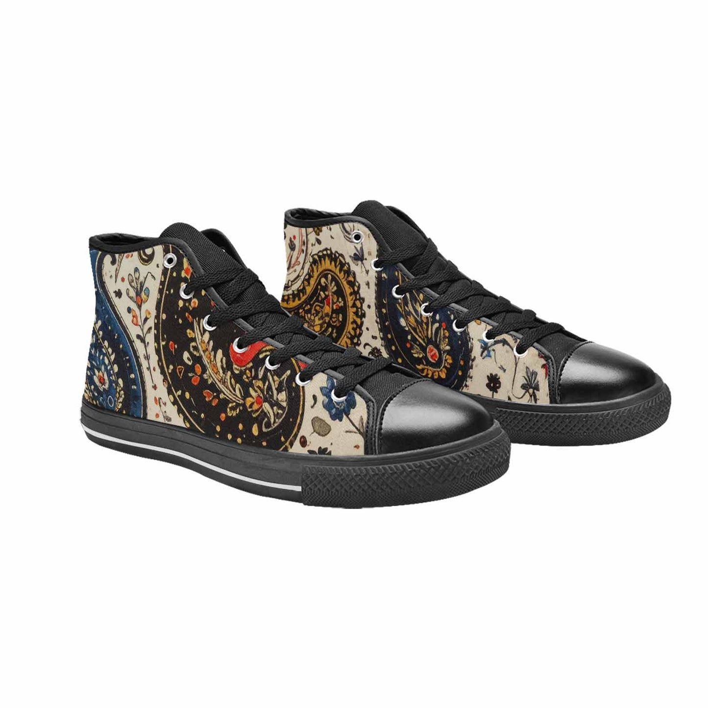 WOMEN'S Paisley Bandana High Top Canvas Neon Fantasy Custom Shoes