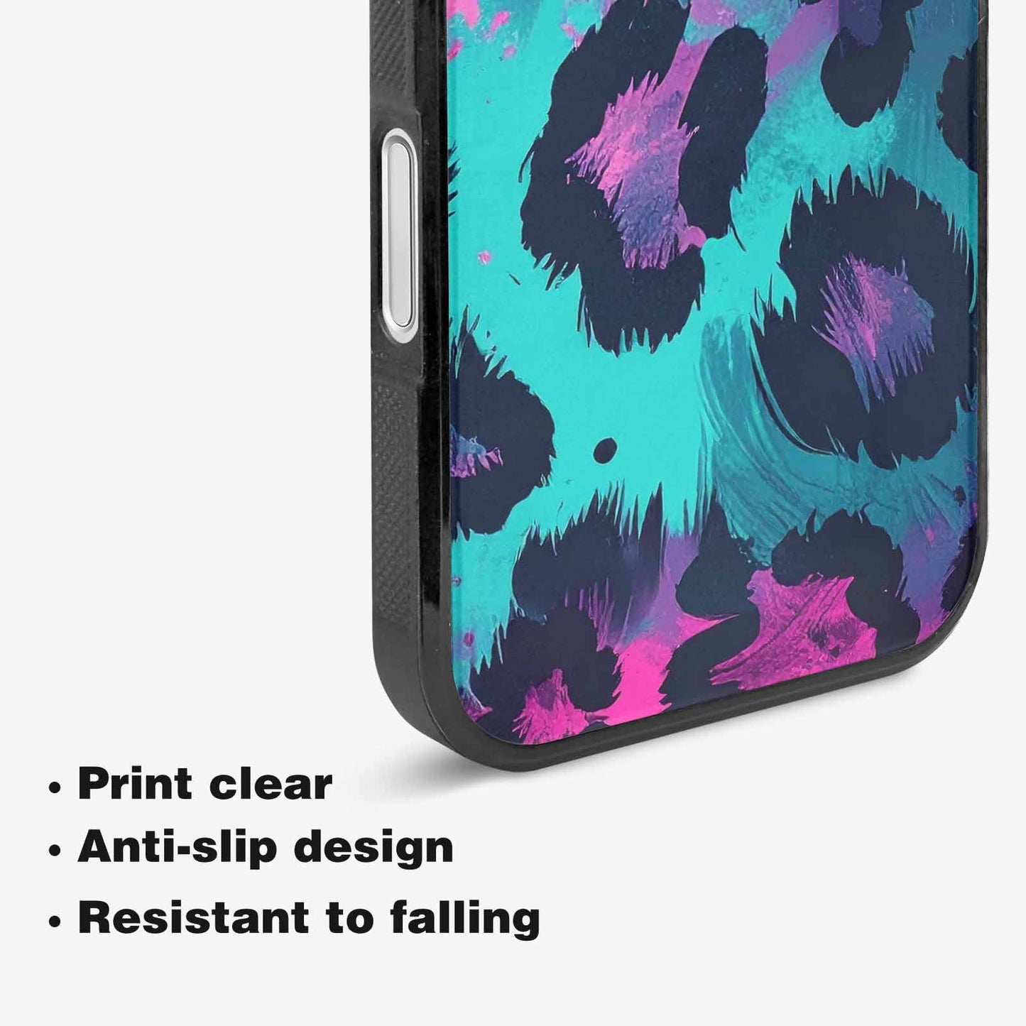iPhone 16 Plus Case — Leopard Neon Pink Teal Airbrush, Custom Designed Case Cover