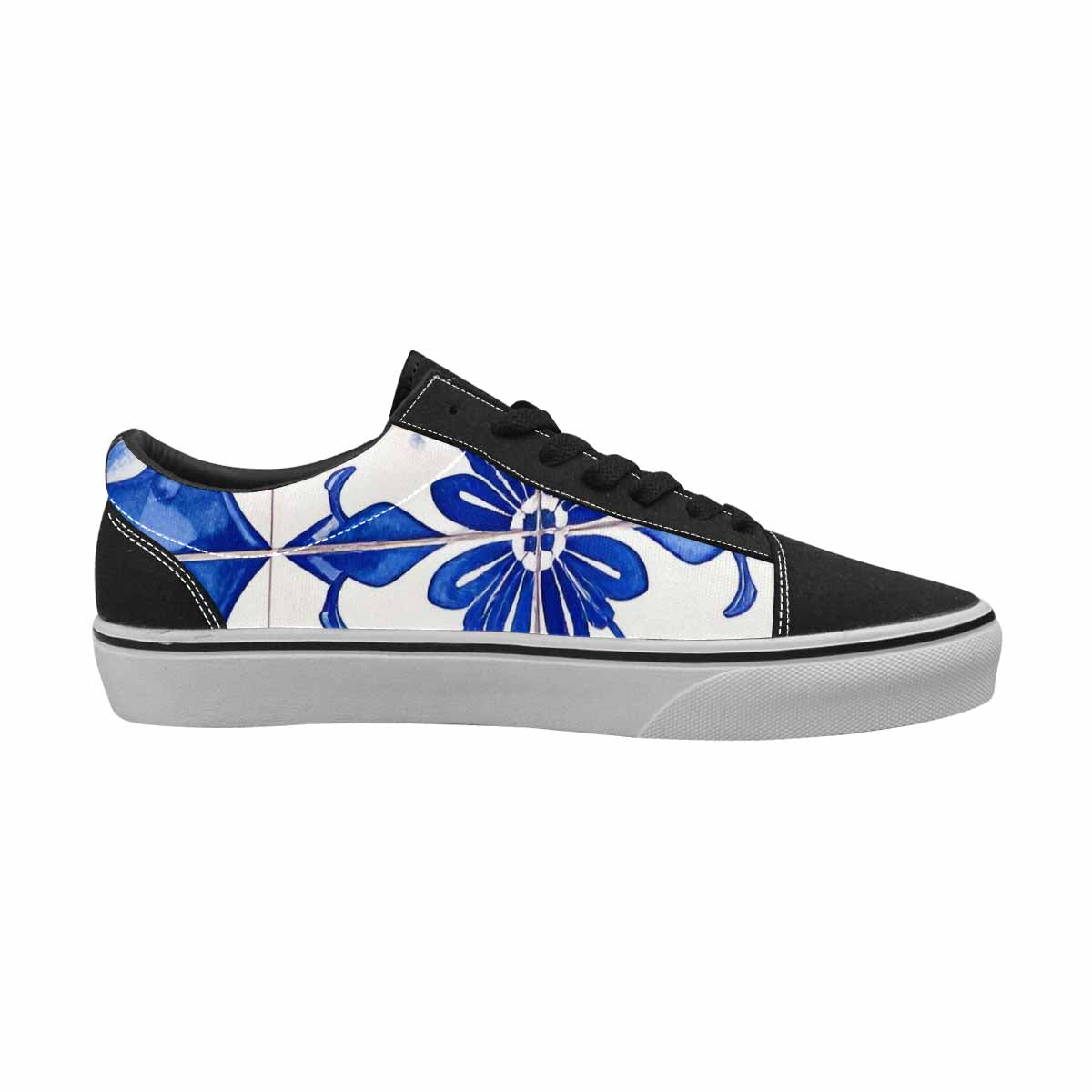 WOMEN'S Talavera Tile Floral Canvas Lace-Up Dark Academia Custom Sneakers
