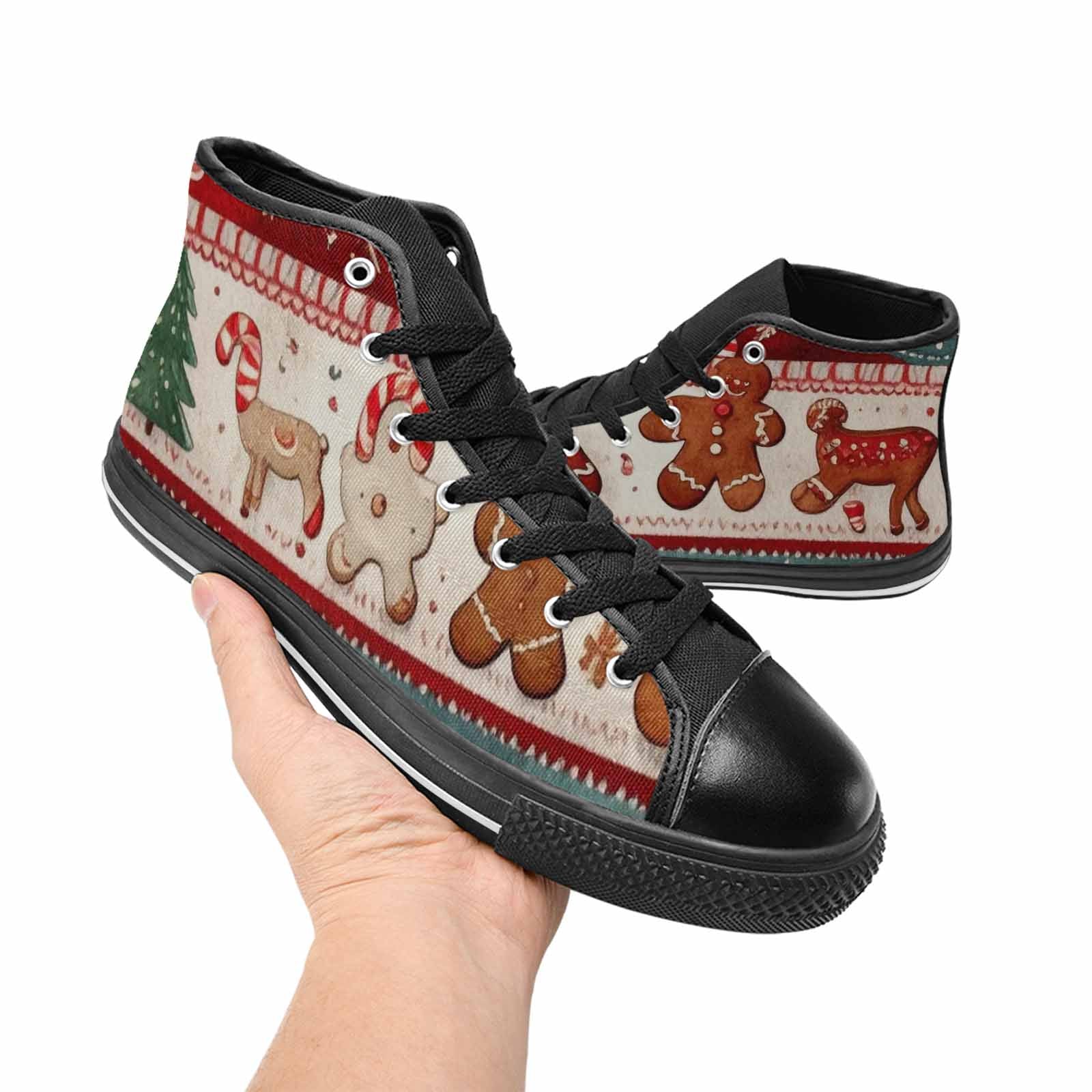 WOMEN'S Christmas Holly Snowflake High Top Canvas Surreal Sneakers