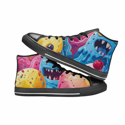 WOMEN'S Melting Icecream Monster Cherry High Top Canvas Aesthetic Shoes
