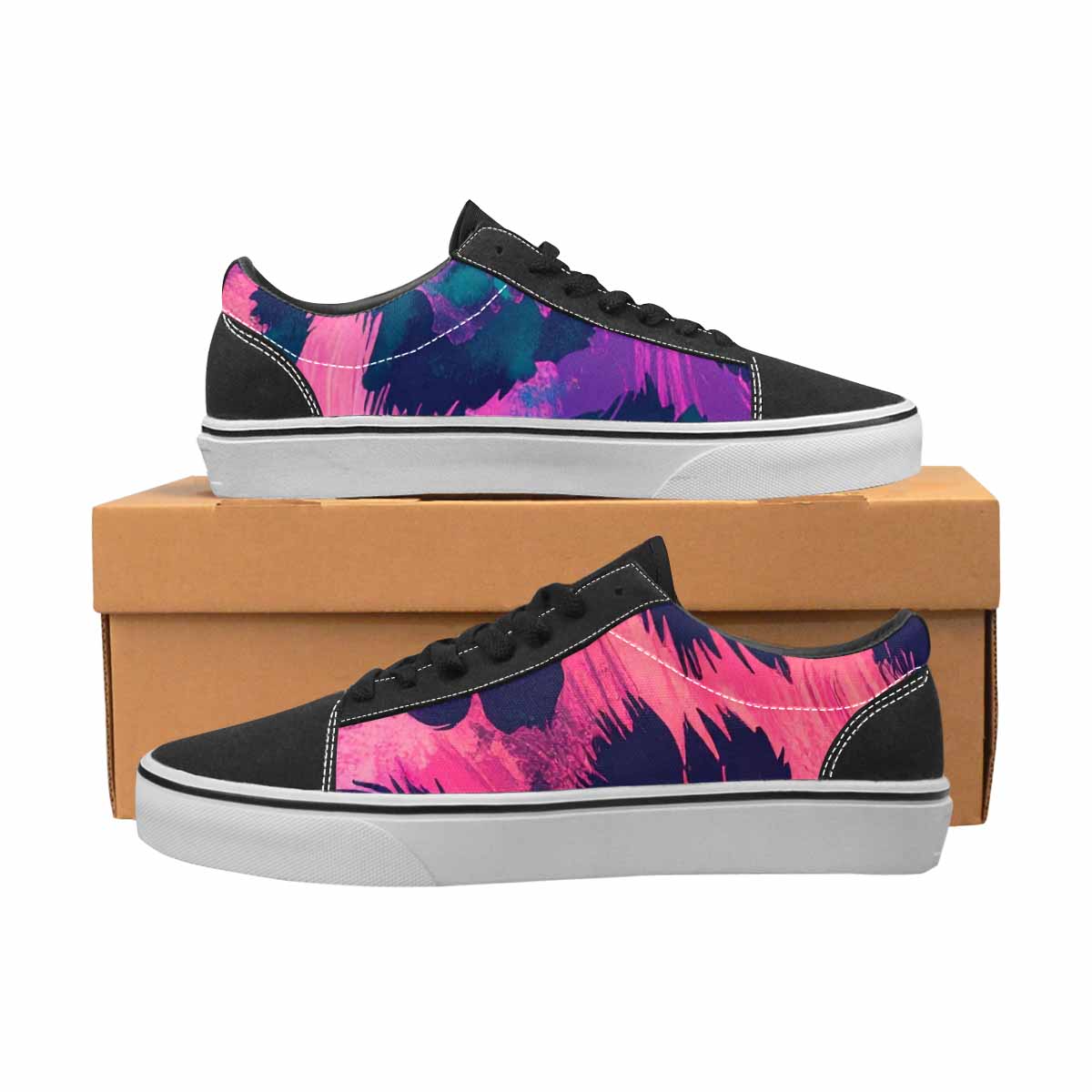 MEN'S Leopard Neon Pink Teal Airbrush Canvas Lace-Up Grunge Custom Sneakers